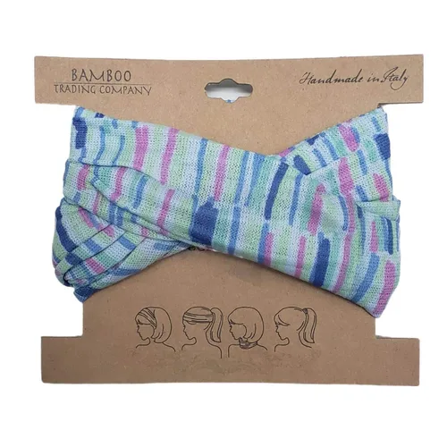 Vista 5 de Bamboo Trading Company Diademas anchas bohemias, juego de 4 divertidos estampados a rayas, 16 pulgadas de largo x 9 pulgadas de ancho, tonos coral