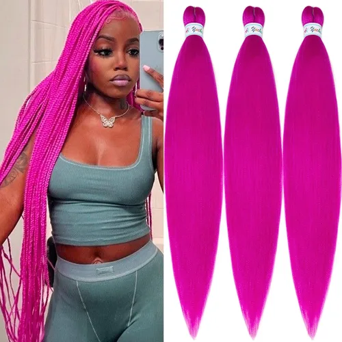 Vista 44 de Pelo trenzado corto 1B negro preestirado Extensiones de pelo trenzado para niños para trenzas de caja sin nudos, pelo trenzado preestirado de 16