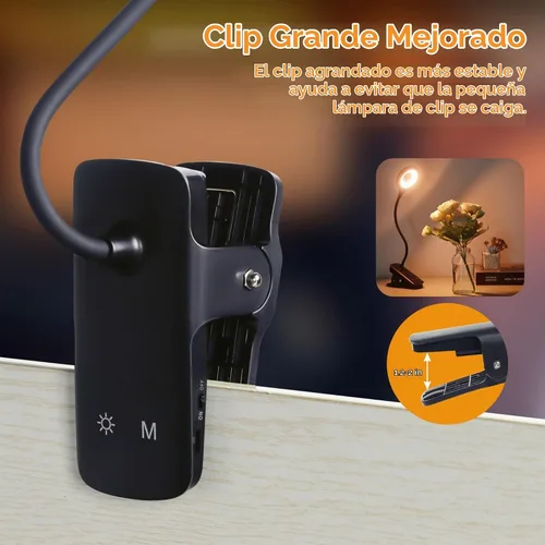 Vista 4 de Akynite Clip en la lámpara de escritorio LED 5 brillo+5 colores lámpara
