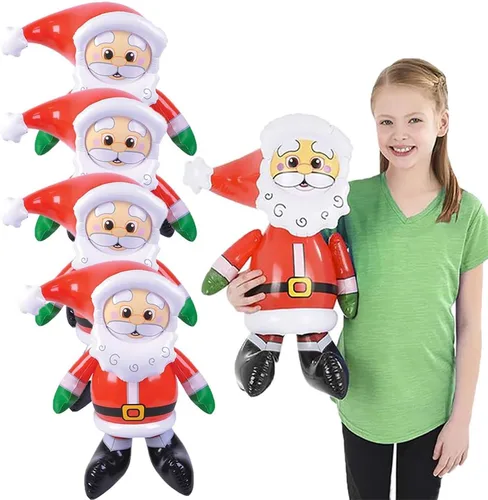 Vista 7 de The Dreidel Company Paquete de 2 inflables de Papá Noel de Navidad, 24 pulgadas, 2 pies de alto, perfecto para niños, reuniones, premios de aula