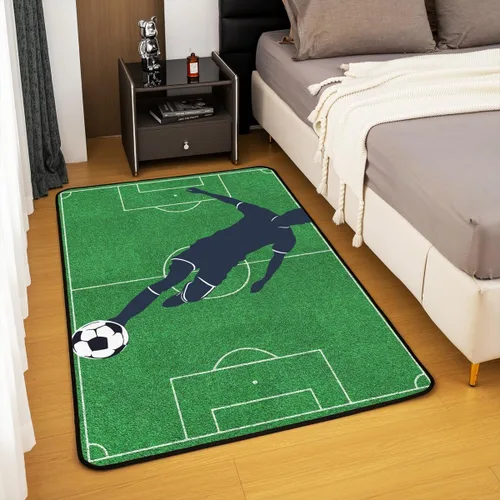 Vista 4 de Alfombras de fútbol para sala de estar, dormitorio, pelota de fútbol, temática deportiva, alfombras de sala de estar para dormitorio, niños, niñas