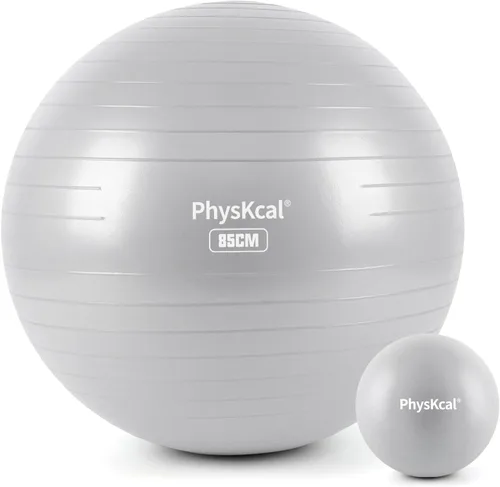Vista 15 de PhysKcal Pelota de yoga para ejercicio, set de pilates, pelota de fitness de 4 tamaños para entrenamiento, parto, embarazo, terapia física - Bomba