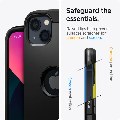 Vista 5 de Spigen Tough Armor [Tecnología de Protección Extrema] Diseñada para Funda iPhone 13 (2021) - Negro