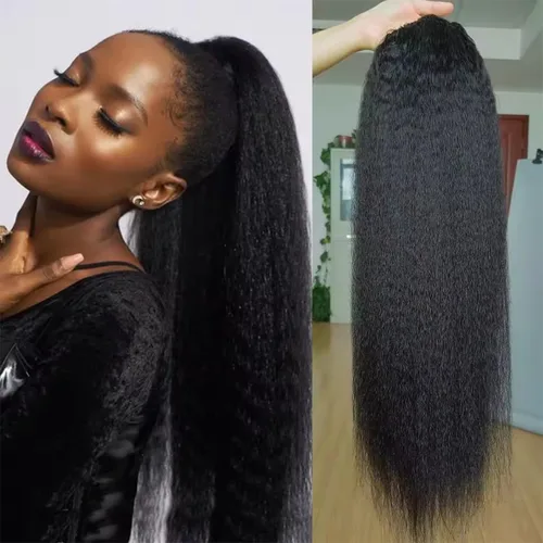 Vista 31 de Extensiones de cabello rizado para cola de caballo, cabello rizado para cola de caballo, extensión de cabello humano virgen brasileño