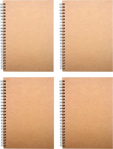 Vista 9 de YYaaloa 4-Pack A5 Lined Sketch Book Soft Cover Spiral Notebooks Journals 120 Pages 5.7" x 8.3" Cream colored paper (A5 Lined 4 color 4pcs)