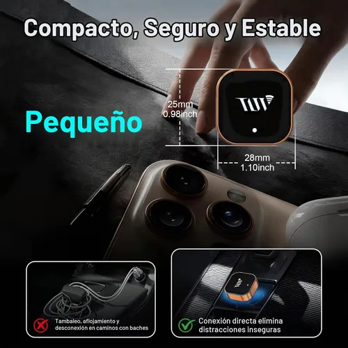 Vista 3 de Adaptador inalámbrico CarPlay para Apple iPhone y Android Auto, adaptador Mini CarPlay 2 en 1 Convertir con cable a dongle inalámbrico, Plug & Play