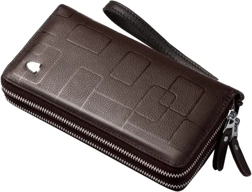 Vista 3 de KPYWZER Bolso de mano de cuero para hombre, cartera para muñeca, bolsa de muñeca