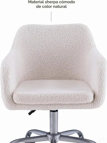 Vista 13 de Linon Home Decor Products Linon Brooklyn Sherpa - Silla de oficina, color marfil