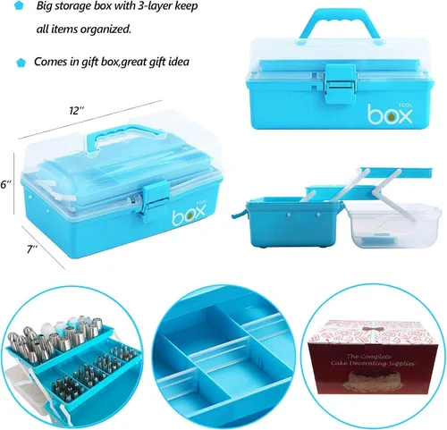 Vista 5 de Makmeng Kit de suministros de herramientas de decoración de tartas, 368 piezas de suministros para hornear con estuche de almacenamiento