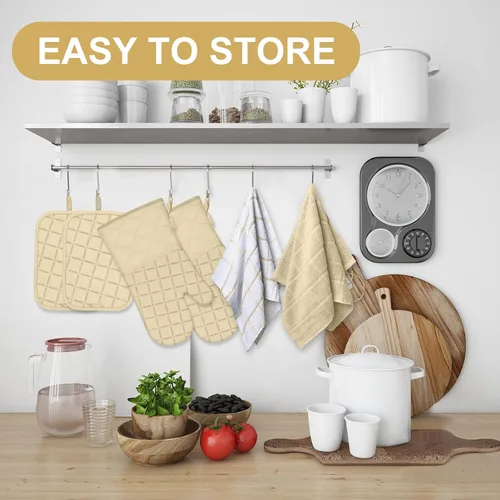 Vista 6 de Juego de agarraderas para horno y paños de cocina/Toallas de cocina y paños de limpieza, guantes de horno y toallas de cocina de 500 grados