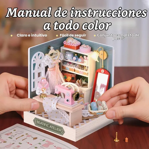 Vista 4 de Flever Kit de casa de muñecas en miniatura para bricolaje, habitación creativa con muebles para un regalo romántico de San Valentín