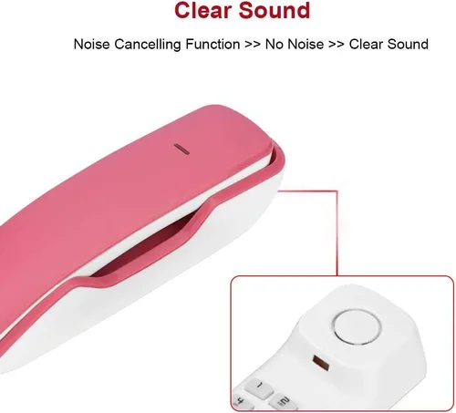 Vista 4 de ASHATA Teléfono con cable básico, Teléfonos fijos para el hogar, Pausa/silencio/Último número funciones de redireccionamiento, Montado en la pared
