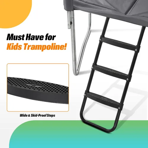Vista 7 de Exacme Trampolín Rectangular de 7 x 10, 8 x 12, 9 x 14 Pies para Niños, Aberturas de Cerramiento Dobles, Trampolín Rectangular Pequeño para Gris