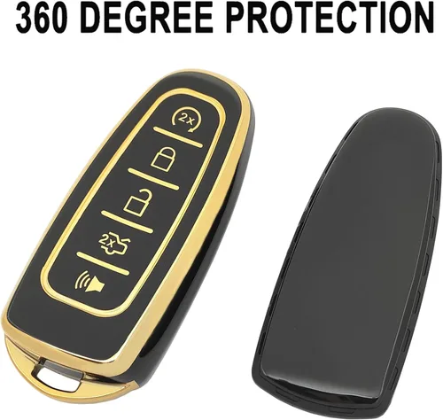Vista 3 de Funda para llavero Ford C-Max Edge Escape Expedition Explorer Flex Focus Taurus Lincoln MKS MKT MKX Navigator Accesorios (negro)