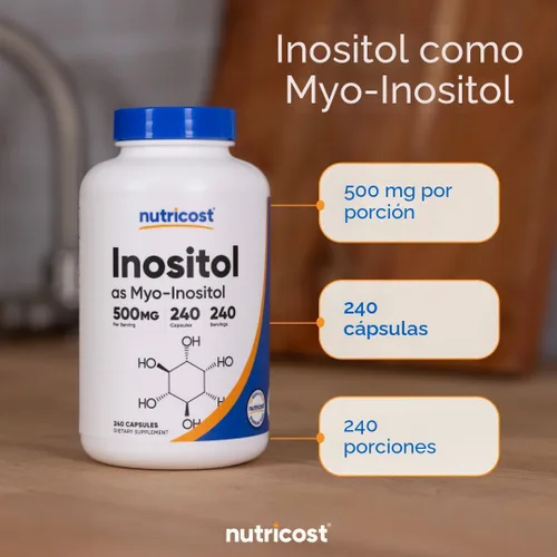 Vista 6 de Nutricost Cápsulas de inositol de 500 mg, 240 cápsulas – Cápsulas vegetales, sin OMG, sin gluten (mio-inositol)