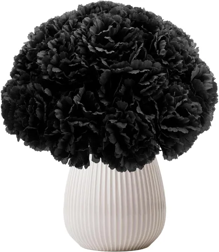 Vista 2 de Flor de clavel artificial, 50 piezas de clavel de seda negra a granel con Negro