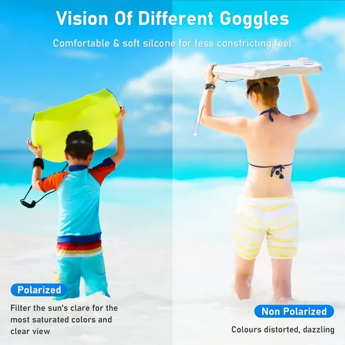 Vista 6 de Gafas de natación para niños, gafas de natación polarizadas para niños, visión amplia, antivaho sin fugas, gafas de natación para edades de 4 a 16