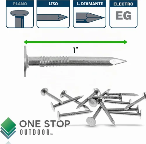 Vista 2 de Paquete de 200 clavos galvanizados para techos de 1 pulgada, de grado profesional, se utilizan para sujetar fieltro de techo, individuales