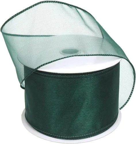 Vista 37 de Homeford Cinta de gasa transparente con borde con alambre, 25 yardas (1-1/2 pulgadas, belleza)