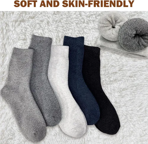 Vista 4 de VoJoPi Wool Socks Mens 5 Pairs Thermal Warm Winter Socks for Men Super Soft Cozy Boot Socks for Cold Weather