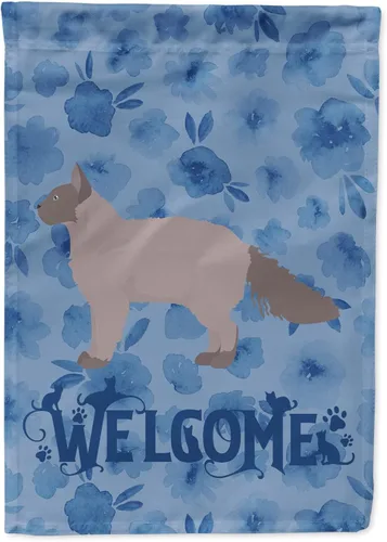 Vista 122 de Caroline's Treasures CK4813CHF - Bandera de bienvenida con gato abisinio azul, manga grande, para porche, para colgar en la pared, poliéster