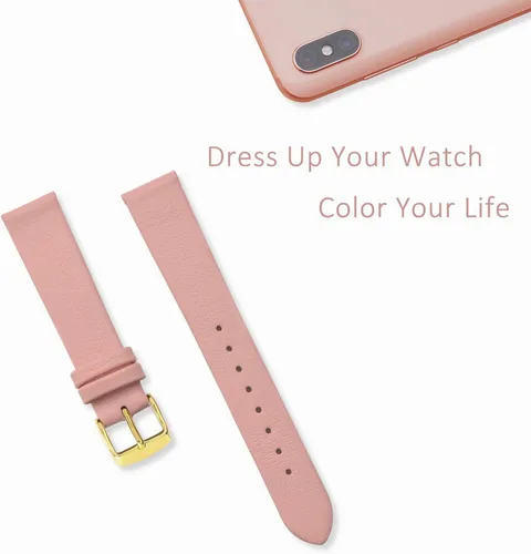 Vista 2 de WOCCI Correas de reloj elegantes, correas de repuesto de cuero genuino para hombres y mujeres, ancho de la correa 0.315 in, 0.394 in, 0.472 in
