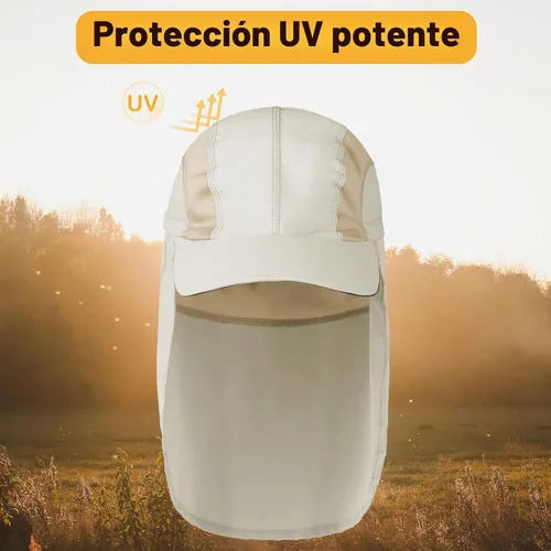 Vista 5 de Sombrero de sol para hombre con malla transpirable sombreros de sol para hombres sombrero de pesca Beige
