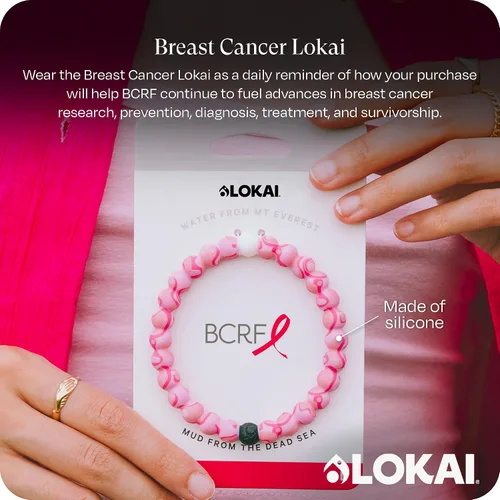 Vista 2 de Lokai Silicone Beaded Bracelet for Breast Cancer Awareness - Silicone Jewelry Fashion Bracelet Slides-On for Comfortable Fit - Breast Cancer