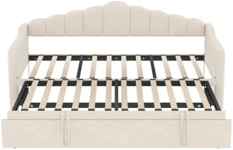 Vista 7 de Bellemave Sofá cama tapizado de tamaño individual con nido desplegable, marco de cama de día individual con puertos de carga USB y tipo C, sofá cama