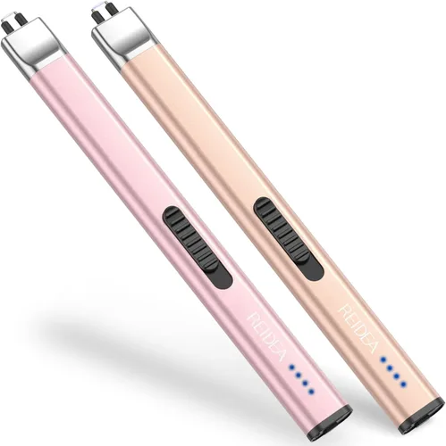 Vista 16 de REIDEA Encendedor eléctrico de regalo para los amantes de las velas, resistente al viento, sin llama, recargable por USB, encendedor retráctil
