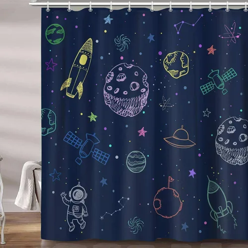Vista 9 de Cortina de ducha con diseño de mariposas, diseño floral, moderna, femenina, para baño, accesorios de baño para niños con ganchos, 47 x 64 pulgadas