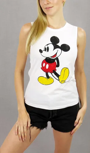 Vista 3 de Disney Camiseta sin mangas de Mickey Mouse para mujer, Blanco