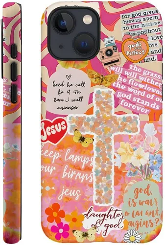 Vista 18 de DAIZAG Funda compatible con iPhone 11, funda duradera de protección contra golpes para niñas y mujeres, cruz bíblica, collage de flores