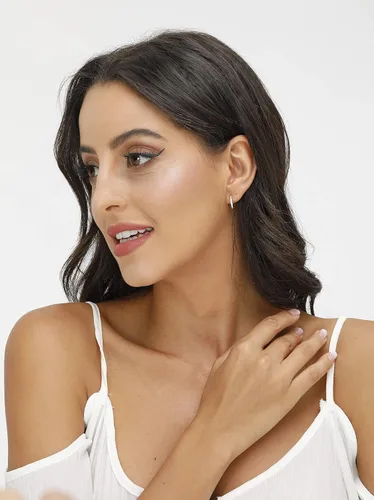 Vista 5 de 3 pares de aretes de aro pequeños de plata de ley con circonita cúbica Aretes de aro pequeños para cartílago para mujer