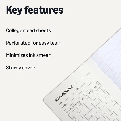Vista 2 de Amazon Basics Composition Notebook, College Ruled, 100 Sheets, 9.75" x 7.5", Marble Black, Sturdy Cover