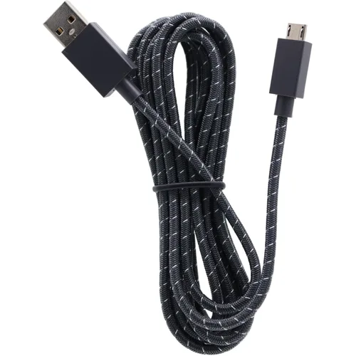 Vista 4 de Cable de carga USB oficial trenzado negro de 8.9 ft 9 pies para controlador de Xbox One Cable micro USB (sin embalaje)