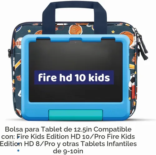 Vista 4 de Choco Mocha Funda de transporte para tablet Fire HD 8 10 para niños Bola azul 12.5inch