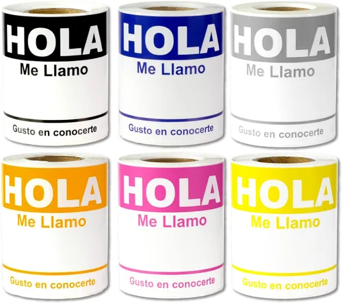 Vista 8 de Hola Me Llamo - 100 etiquetas de nombre en español (4 x 2.31 pulgadas, azul) para eventos familiares o reuniones sociales Spanish Name Badges, For