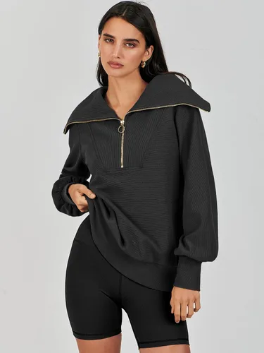 Vista 2 de ANRABESS Sudaderas con capucha para mujer, de gran tamaño, con cremallera de un cuarto, para adolescentes, niñas, ropa de moda Y2K