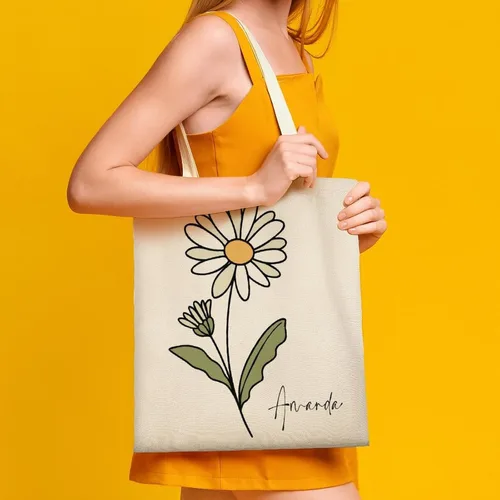 Vista 3 de Bolso de mano personalizado de la flor del nacimiento del mes del nacimiento