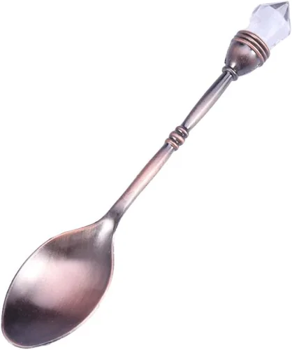 Vista 10 de Cuchara de café retro con cabeza de diamante incrustada, elegante cuchara agitadora pequeña estilo corte europeo para café, helado y postre, 4.13
