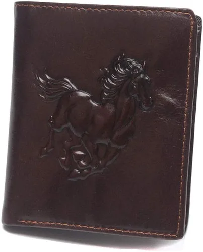 Vista 26 de Hombres Cool Eagle Wolf Caballo Totem Cuero Vaca Vertical Cartera Cremallera Multi-tarjeta Titular, Tótem de caballo, Minimalista