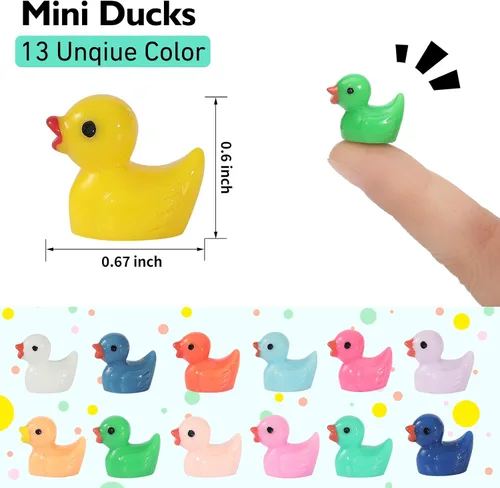 Vista 2 de Rachan 130 piezas de mini patos de resina a granel para paisajes en miniatura, jardín, acuario, accesorios en maceta, juego de broma para el hogar