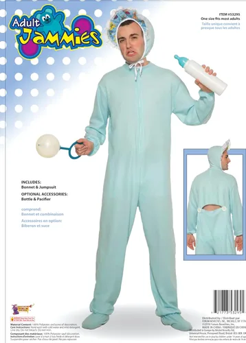 Vista 2 de Disfraz de pijama azul para hombre