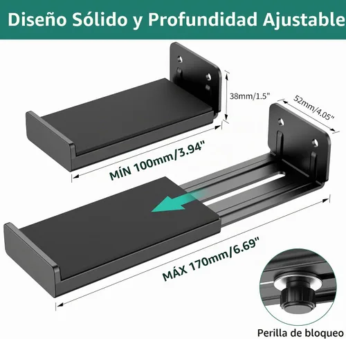 Vista 3 de HomeMount Soporte de pared para barra de sonido, soportes de barra de El metal resistente soporta 33 libras y mantiene tu barra de sonido debajo