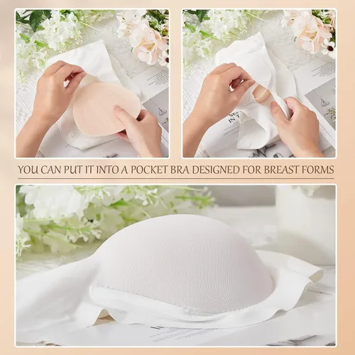 Vista 7 de Hercicy 1 par de formas de pecho de algodón con esponja ligera para mastectomía, soporte para el cáncer de mama para mujeres