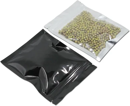 Vista 23 de FERENLI - 100 bolsas de almacenamiento de alimentos Mylar con cierre de cremallera, bolsas de aluminio opacas herméticas con ventana frontal