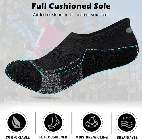 Vista 5 de Calcetines invisibles para mujer, para correr, senderismo, atléticos, antideslizantes, bajos, 5 pares