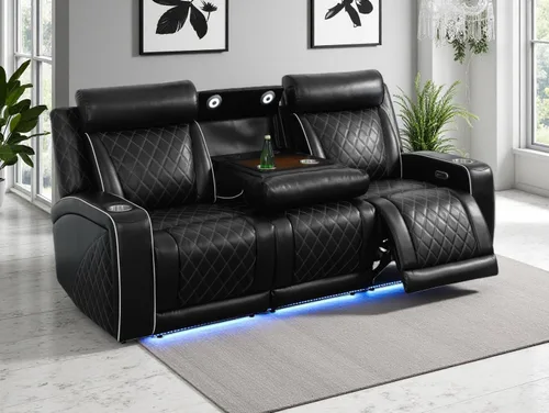 Vista 59 de Juego de sofás reclinables eléctricos, juegos de muebles de sala de estar, sofá reclinable eléctrico moderno negro, sofá biplaza y silla