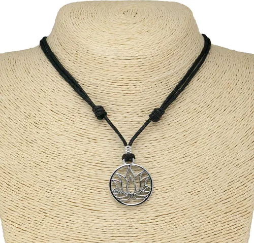 Vista 2 de BlueRica Collar de cordón ajustable con flor de loto
